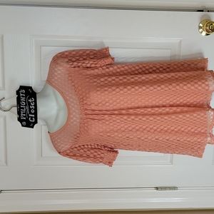 Shannon Ford New York Small Top Lace Layered Short Sleeve Peach
